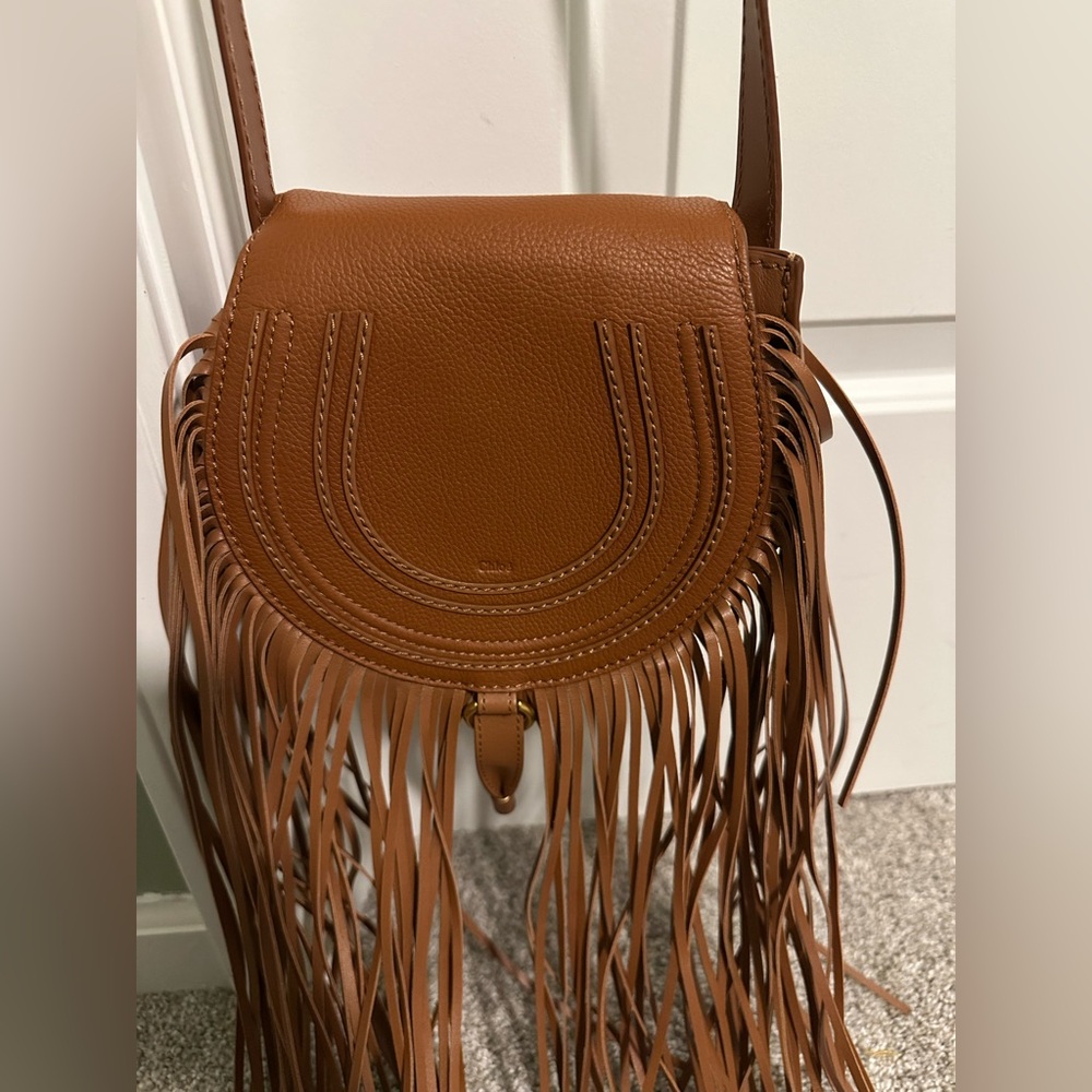 Chloe Leather Crossbody Bag with Fringe